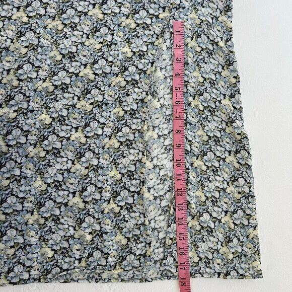 H&M Floral Midi Skirt Women’s 8 Blue Yellow White Print Side Slit Lightweight - Picture 7 of 7
